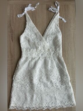 MAJORELLE Juliette White Eyelet Lace Minidress Bridal Bachelorette Wedding
